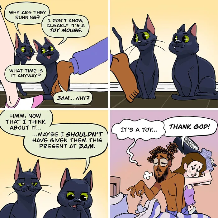 Akeem S. Roberts Created 22 Comics About The Mischief His Two Black Cats Get Up To