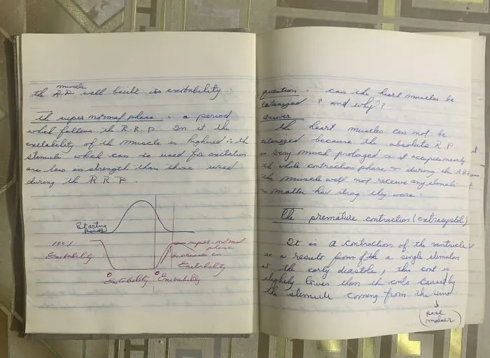 An open notebook displaying handwritten notes, an example of lost and found paper.