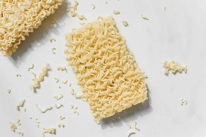 Blocks of dry instant ramen noodles received during trick-or-treating instead of candy.