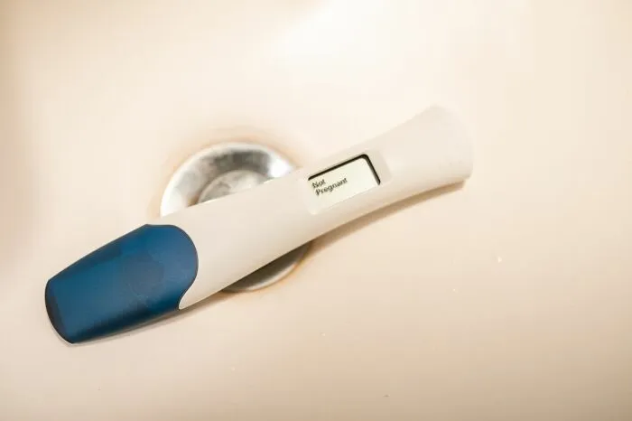 Digital pregnancy test showing Not Pregnant in a sink, one of many funny instances of life moments.