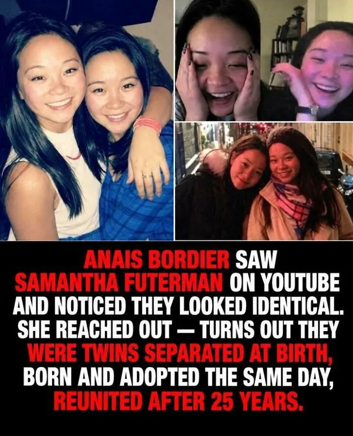 Twins separated at birth reunited after 25 years after noticing identical appearance on YouTube.