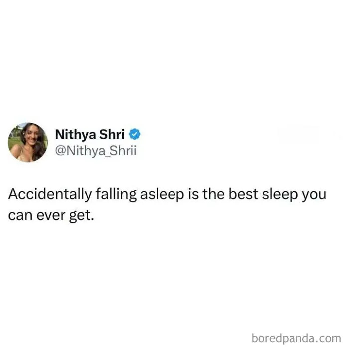 A relatable post about being British mentioning how falling asleep accidentally is the best sleep.