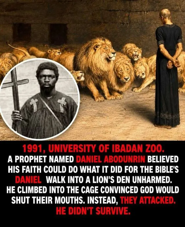 Prophet Daniel Abodunrin died after entering lion's den at University of Ibadan zoo weird facts