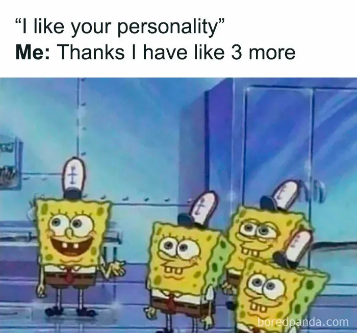 Multiple SpongeBob characters representing different personalities, from a collection of random memes