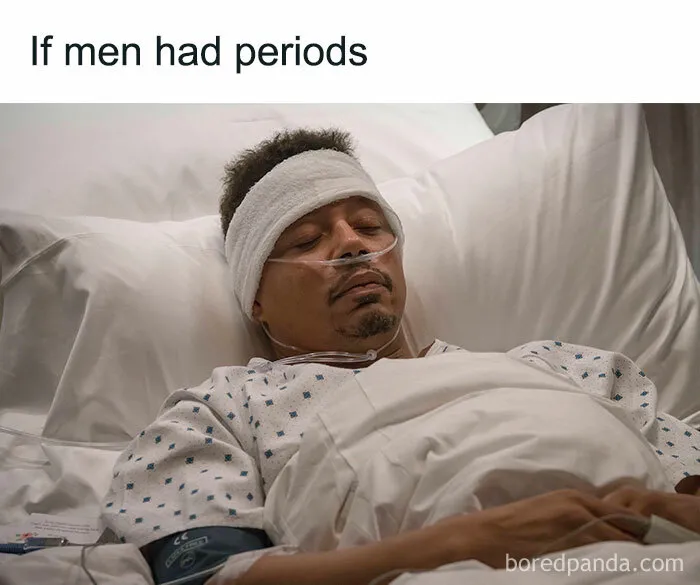 Hilarious random memes depicting a man in a hospital bed with a bandage on his head.