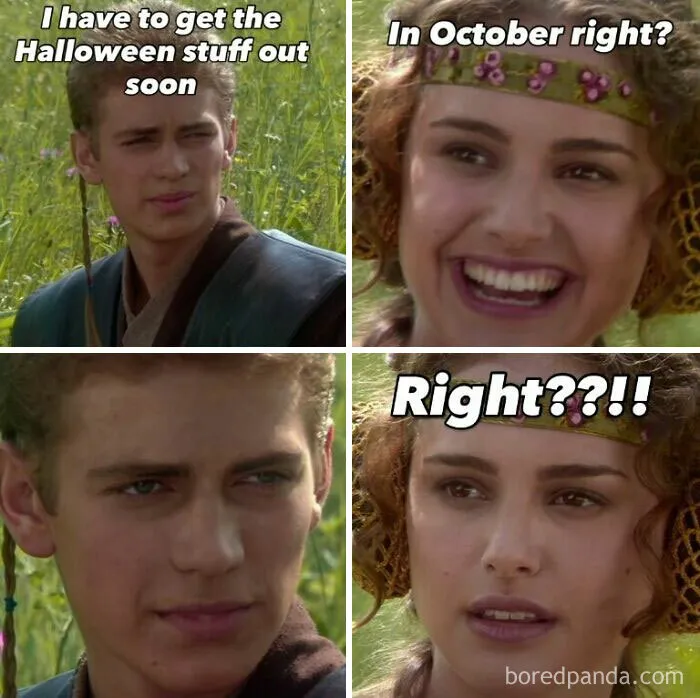 Anakin and Padme Star Wars template used for spooky season memes