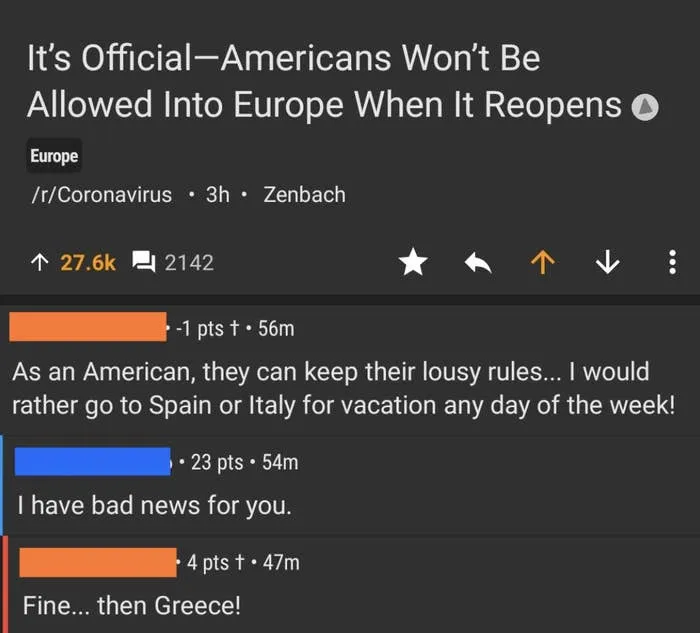 Reddit thread where a commenter misunderstands European geography, abusing their freedom of speech.