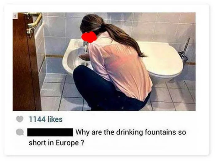 Viral photo showing a person drinking from a bidet, an example of misused freedom of speech online