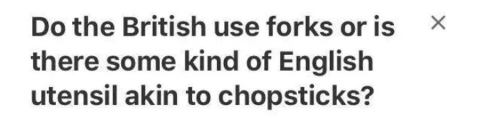 A question online showing a questionable use of freedom of speech about British eating utensils.