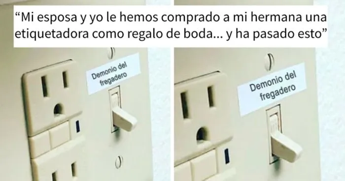 Este hombre le regaló una etiquetadora a su hermana y ahora ella hace que todo el mundo se parta de risa