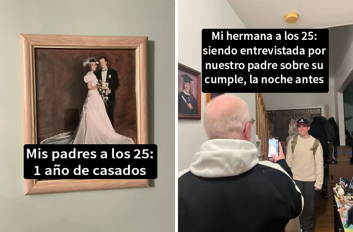 20 Personas comparten divertidas diferencias entre sus padres y ellos mismos a la misma edad