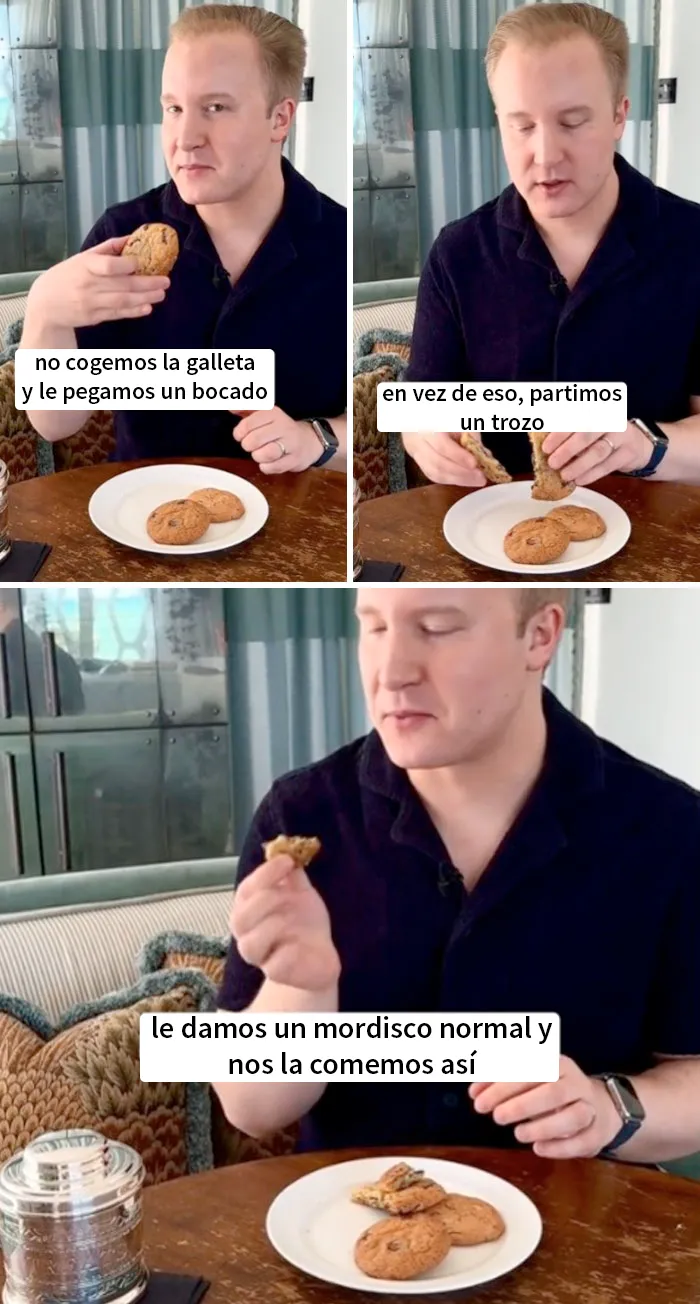 El modo apropiado de comer una galleta grande