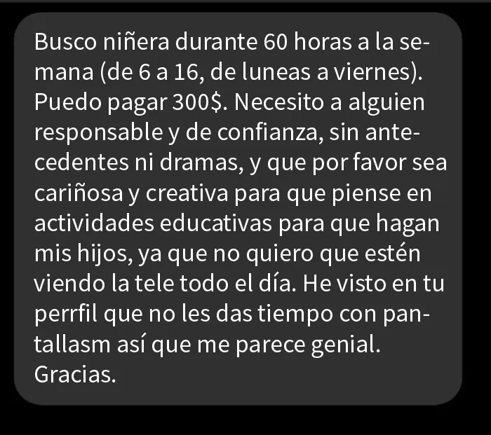 15 Publicaciones delirantes de padres prepotentes buscando niñeras