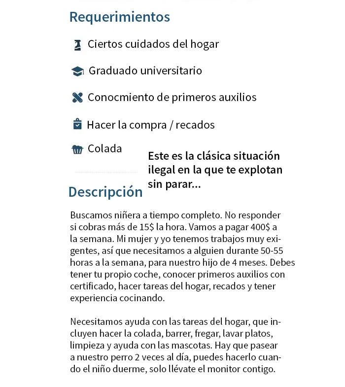 15 Publicaciones delirantes de padres prepotentes buscando niñeras