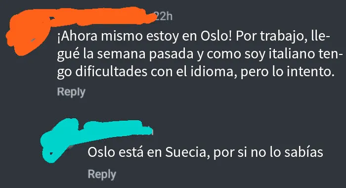 Hoy aprendí que Oslo está en Suecia