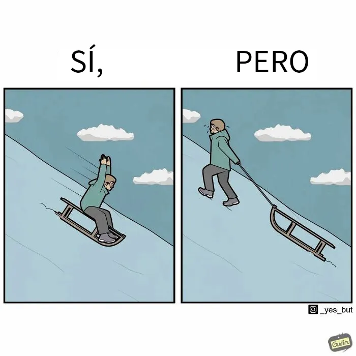«Sí, pero»: 15 Ilustraciones de Anton Gudim que captan la ironía de los momentos cotidianos