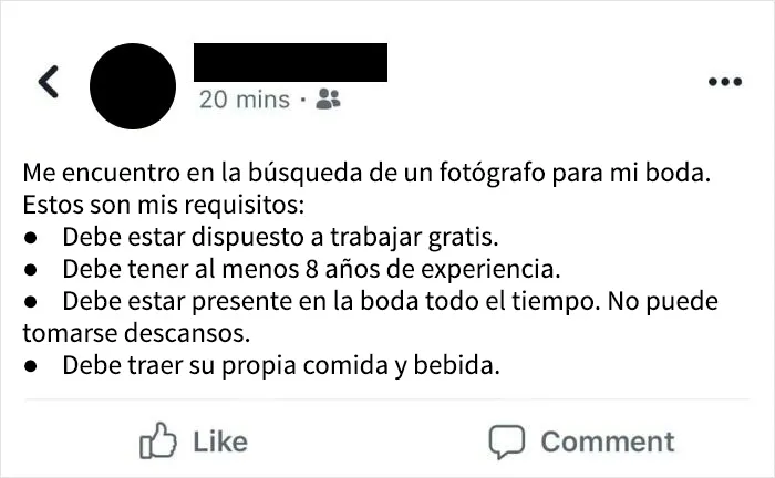 Una antigua compañera de clase publicó este interesante anuncio