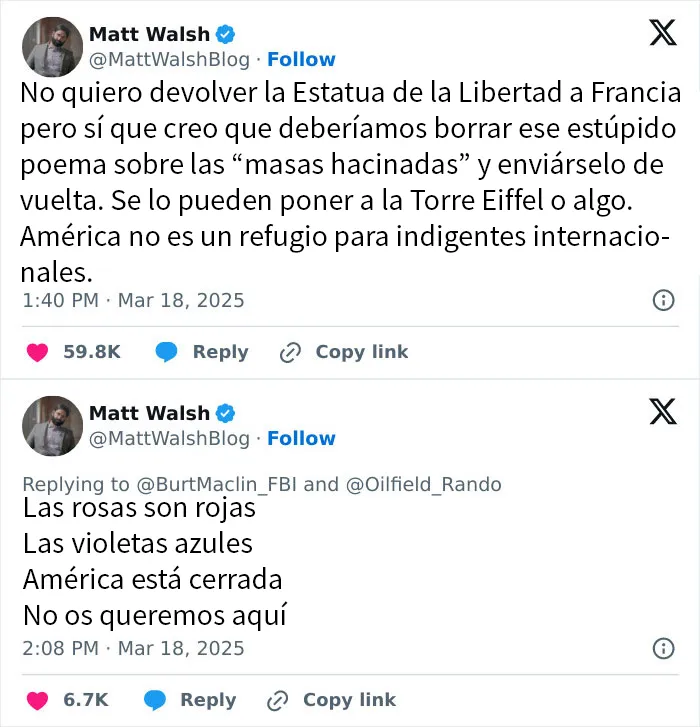 Ese poema del que habla fue escrito por alguien nacido y criado en EEUU