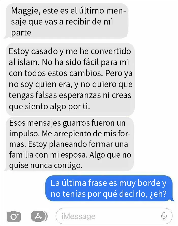 Mi ex me escribe esto tras no contactarme durante un mes