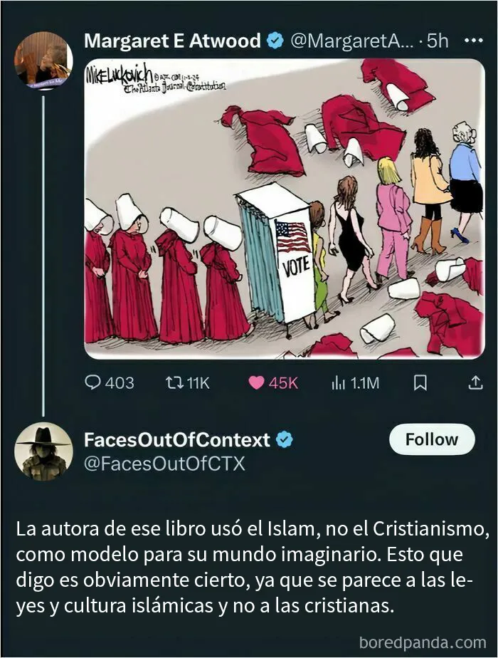 Explicándole a la autora de "El cuento de la criada" la inspiración para su propio libro