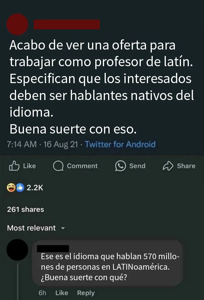 En latinoamérica hablan latín, claro