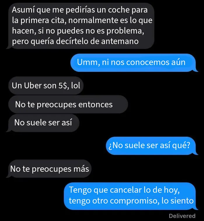 Que le pida un uber en nuestra primera cita