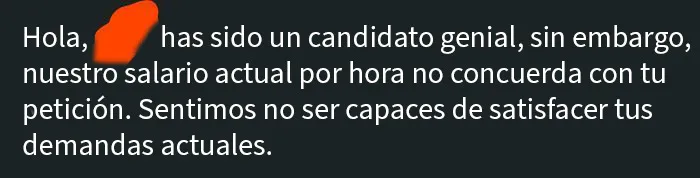 Me rechazaron por pedir el extremo superior del rango salarial que ofrecían