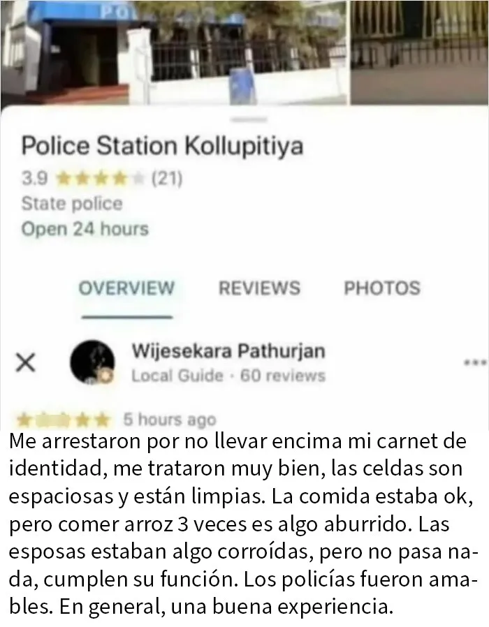 5 estrellas a una comisaría