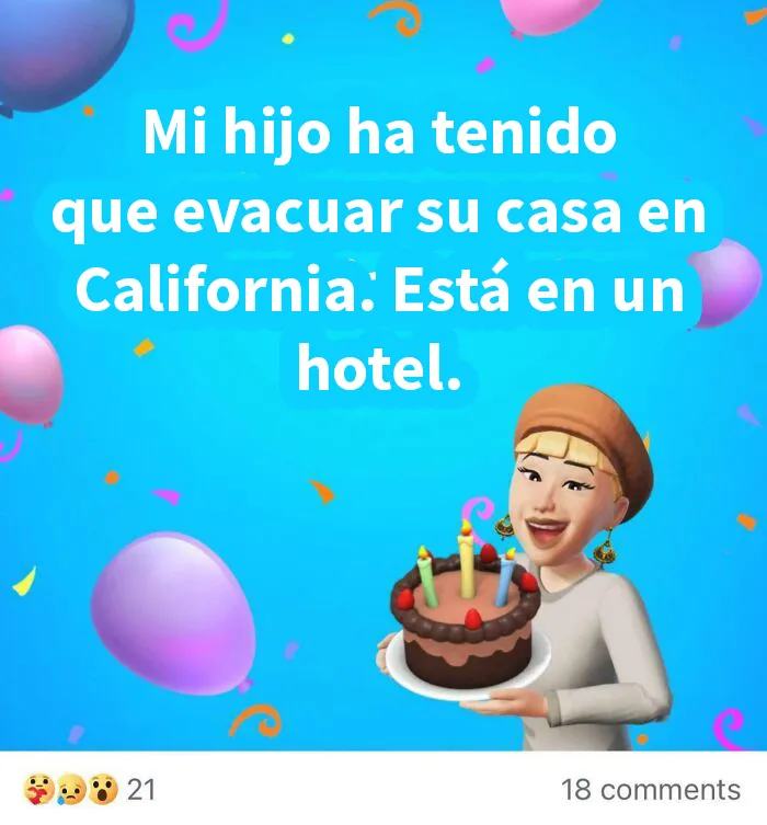 Mi tía abuela publicando sobre los incendios en California