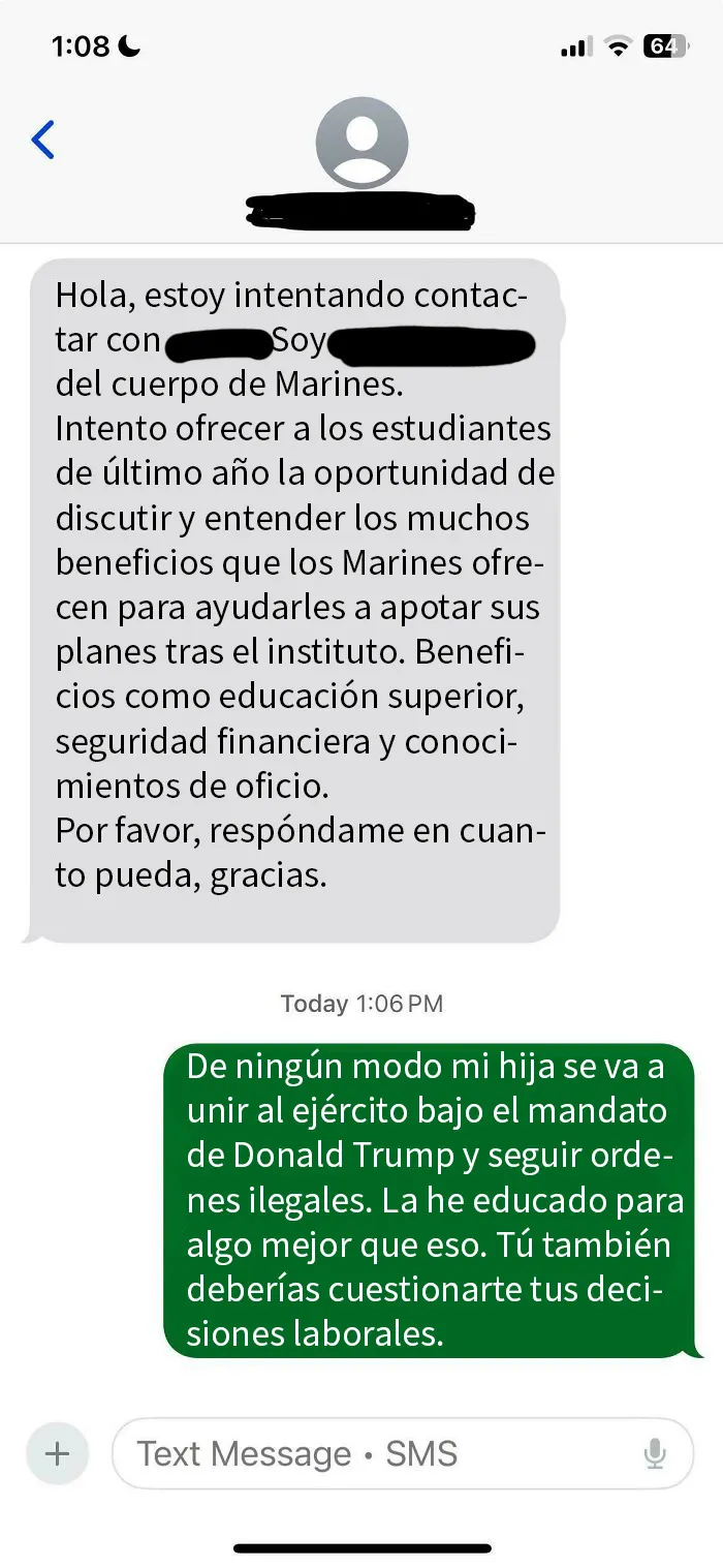 Intento de reclutar a una chica de 17 años para los marines estadounidenses