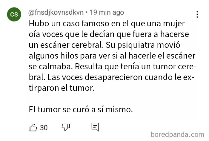 El tumor se curó a sí mismo