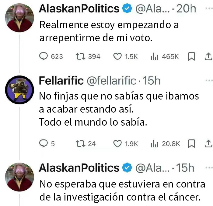 "No esperaba que hiciera eso", cuando iba diciendo lo que iba a hacer