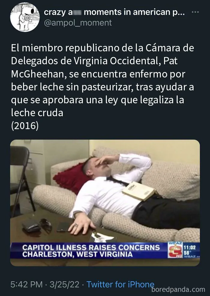 Legaliza la leche cruda, se la bebe para celebrarlo y se pone enfermo a causa de ella.