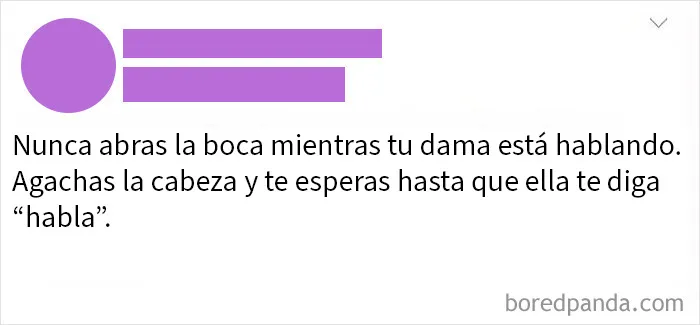 Esta chica desquiciada espera que sus parejas no hablen a menos que se les dirija la palabra.