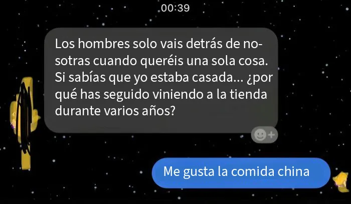 La dueña "casada" del local de comida china intentó ligar conmigo anoche