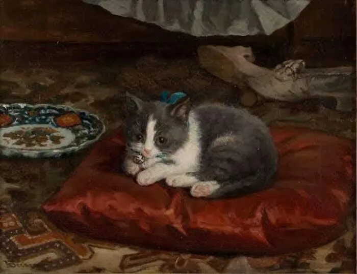 El gato sobre el cojín, Adolf von Becker (1831-1909)