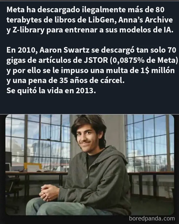 El fundador de Reddit, Aron Swartz (QEPD), sufrió la hipocresía de "una regla para mí, otra para ti" mientras la IA campa a sus anchas arruinando nuestras vidas.