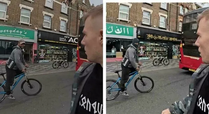 Un influencer antiinmigración con 2 millones de seguidores fue descubierto utilizando inteligencia artificial para hacer que una calle pareciera "islámica y peligrosa"