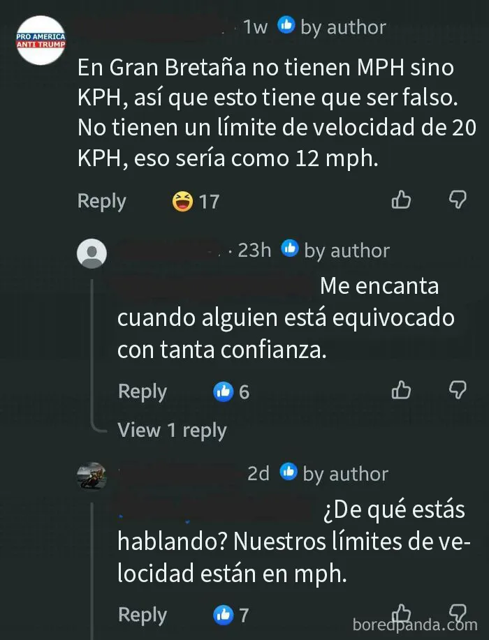 En una publicación sobre alguien que excedía el límite de velocidad en una zona de 20 mph