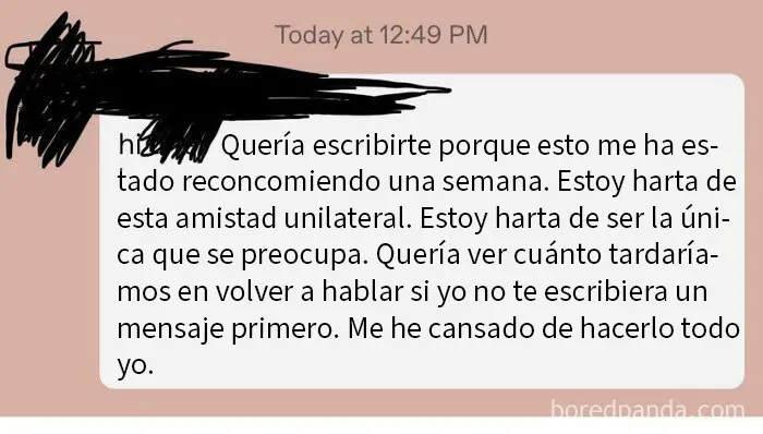 Mi mejor amiga me envió esto. Me he dado cuenta de que hemos estado hablando menos y no sabía qué hacer.