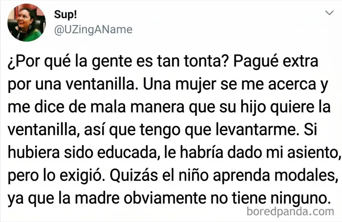 Dale tu asiento a mi hijo