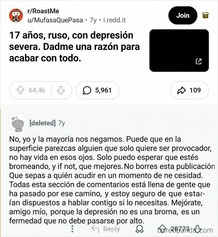 Un subreddit dedicado a burlarse de la gente de repente se niega a burlarse de un tipo que está gravemente deprimido. Todo el hilo se convierte en un cálido abrazo.