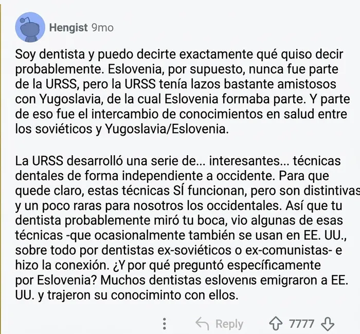 Un comentarista explica por qué el trabajo dental esloveno es tan evidente