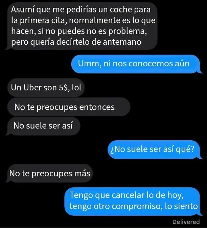 Le tengo que pedir un uber para que venga a nuestra primera cita