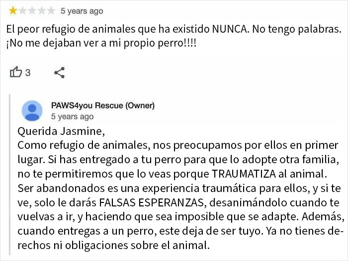 Tras dejar a su mascota en un refugio