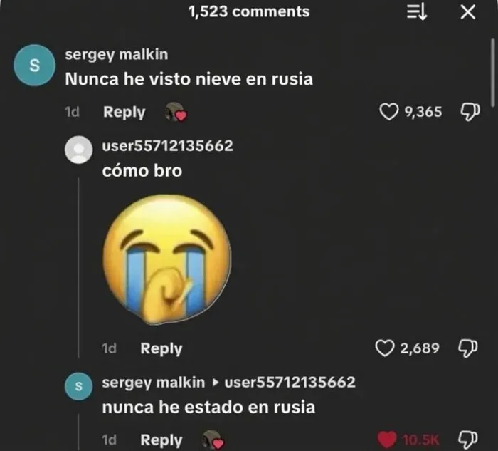 Interacción absurda sobre Rusia entre los comentarios graciosos