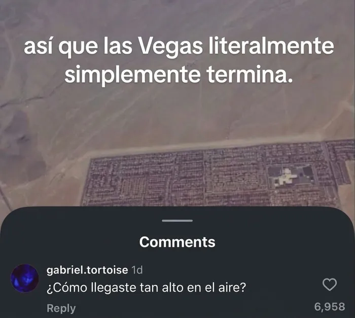 Vista aérea de Las Vegas con comentarios graciosos sobre la altura en redes sociales.