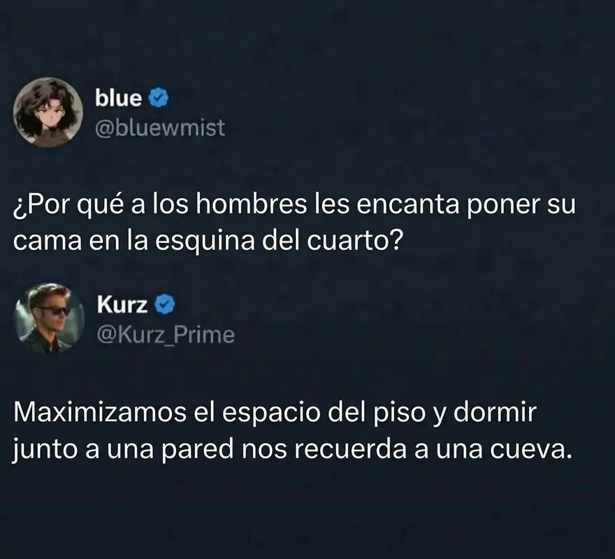 Captura de pantalla de un tuit sobre hombres y sus camas, parte de estas imágenes confusas y divertidas con texto.