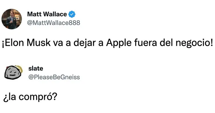 Intercambio de mensajes irónicos sobre Elon Musk y Apple como parte de insultos salvajes