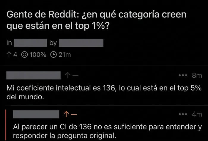 Comentario ingenioso de Reddit incluido en la lista de insultos salvajes sobre el coeficiente intelectual.